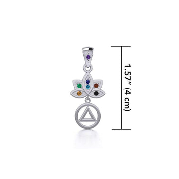 Lotus Recovery Chakra Sterling Silver Pendant with Gemstones TPD5094